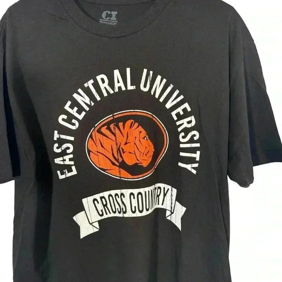 East Central University Tigers Adult Large Black T-Shirt Crew Neck Solid Cotton - Picture 2 of 9